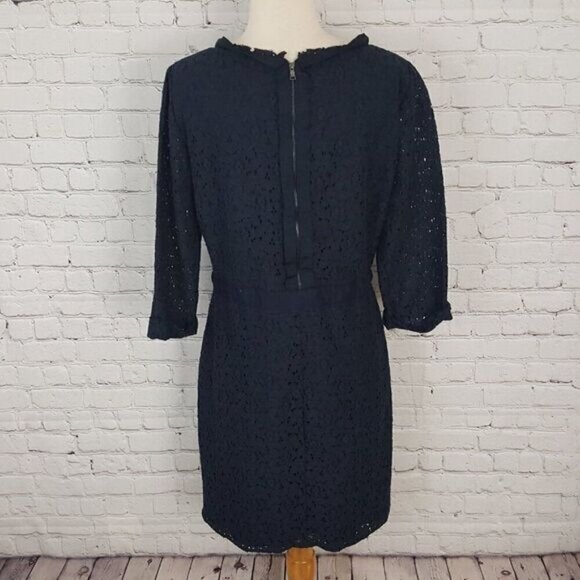 TAHARI Blue Lace Shift Dress sz10 pockets - Picture 4 of 6